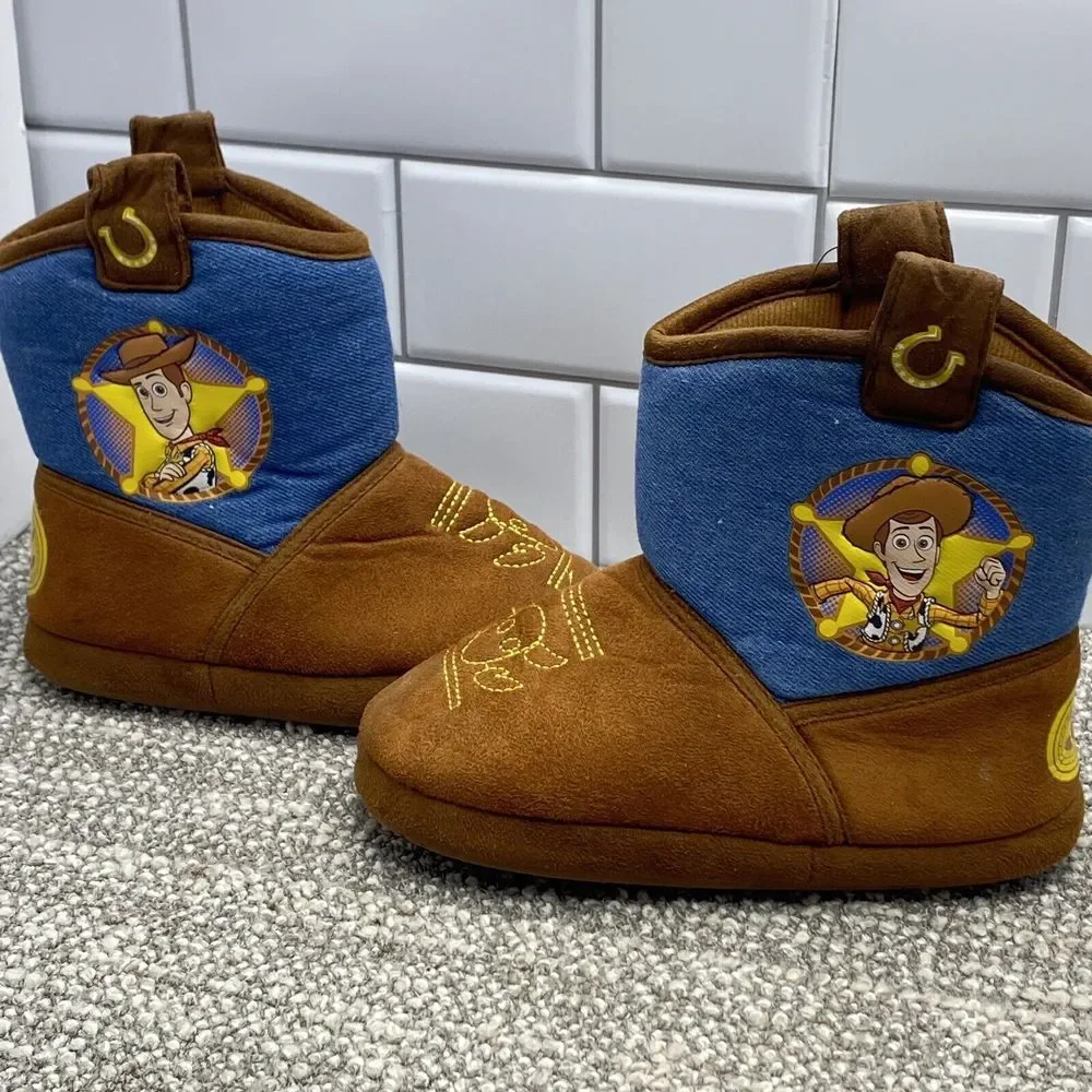 Toy Story Slippers Cowboy Boots‎ Boys 11 12 Woody Soft Disney S4